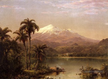 Frederic Edwin Church œuvres - Tamaca Palms Paysage Fleuve Hudson Frederic Edwin Eglise